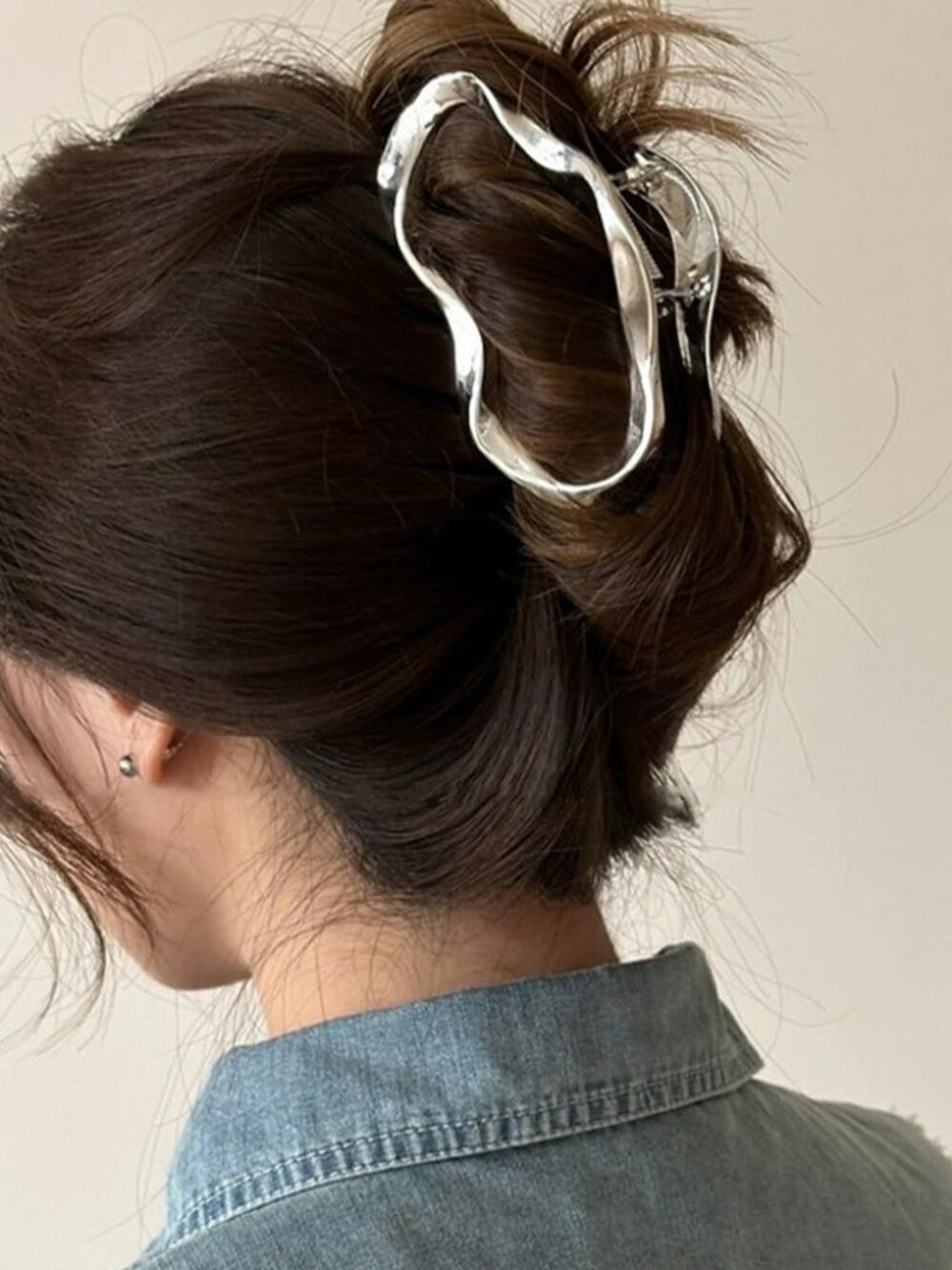 NEW Silver Hair Claw Clip Large Hair Clips for Thick or Thin Hair Fashion CHUNKY